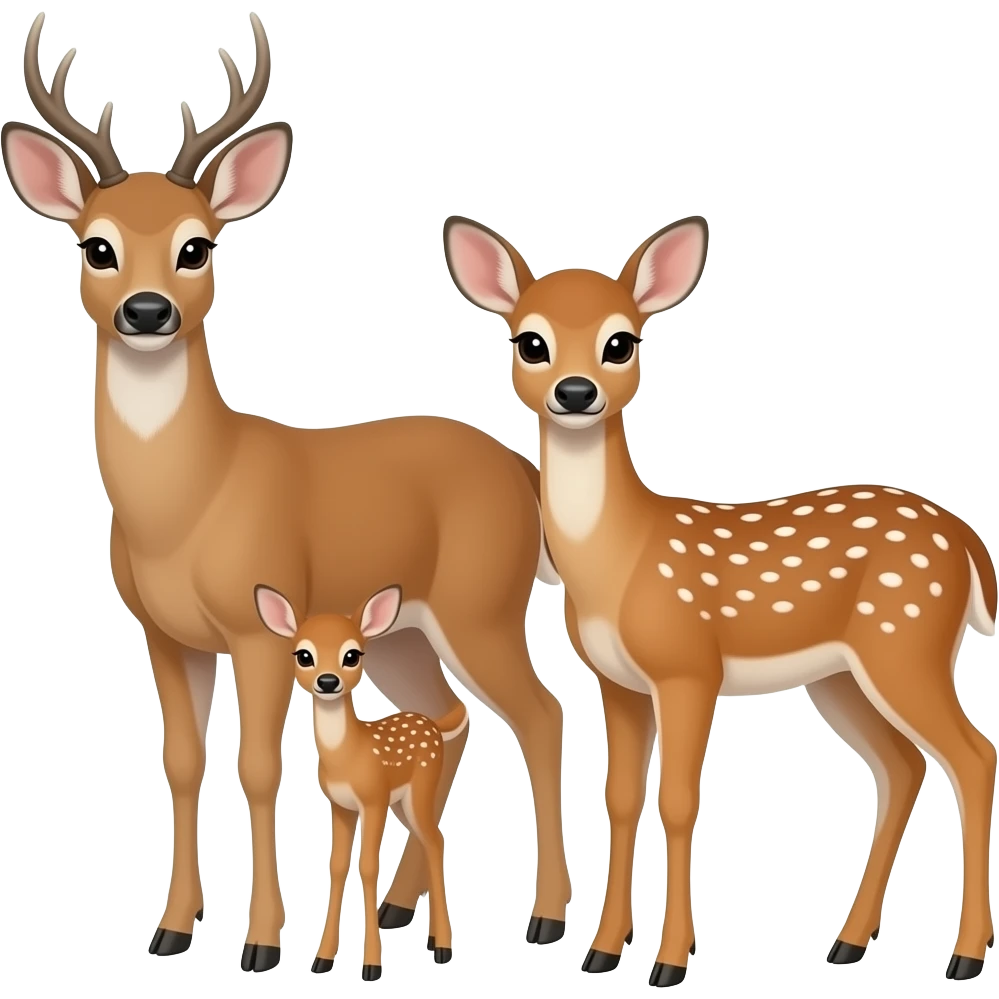 Dad deer and mom deer and deer fawn emoji