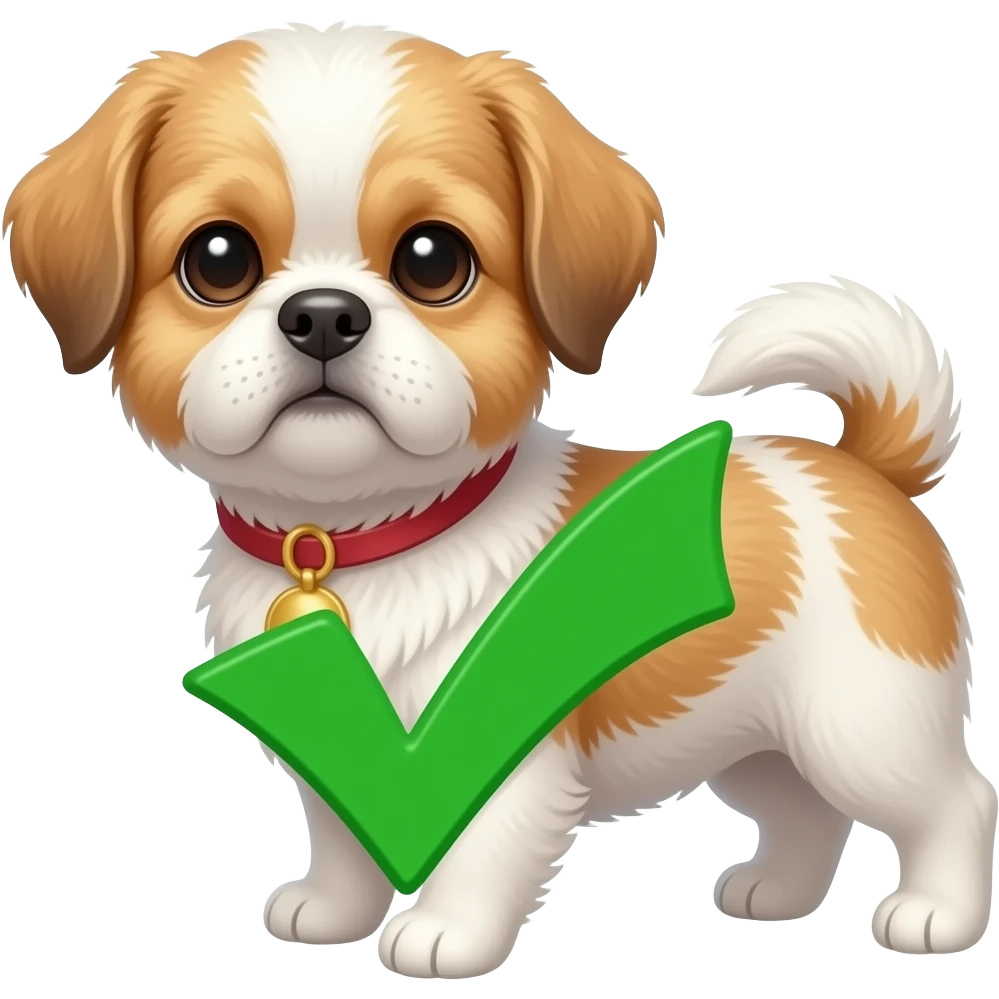 shish tzu with a check mark emoji