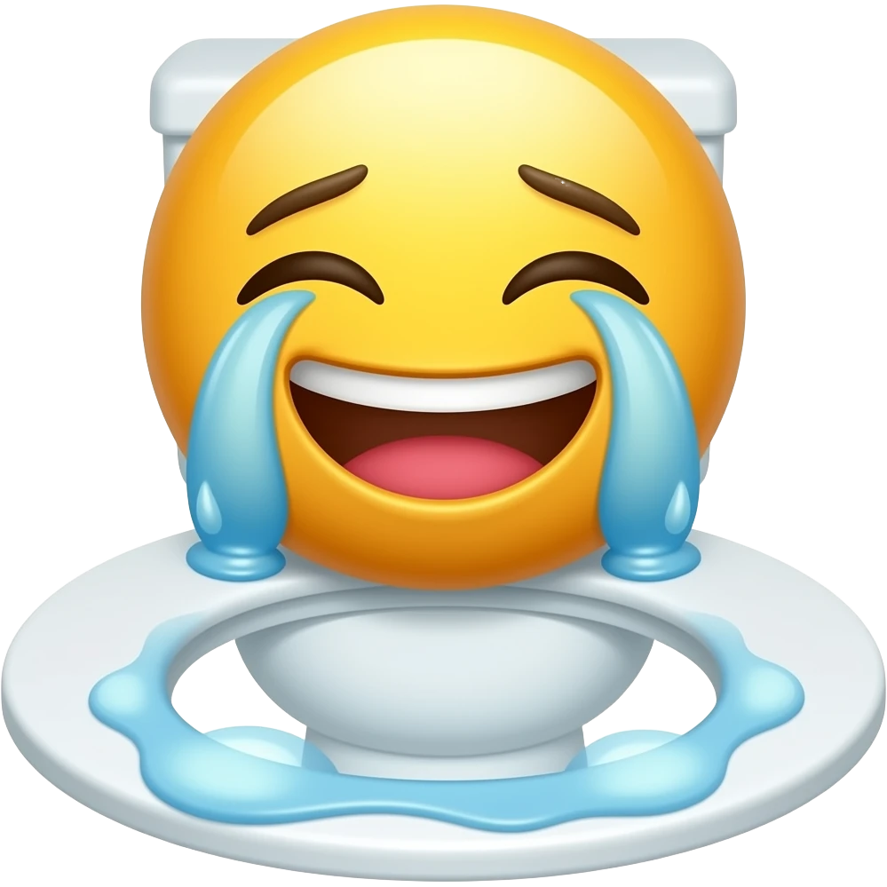 Laughing  face shedding tears on a toilet seat emoji