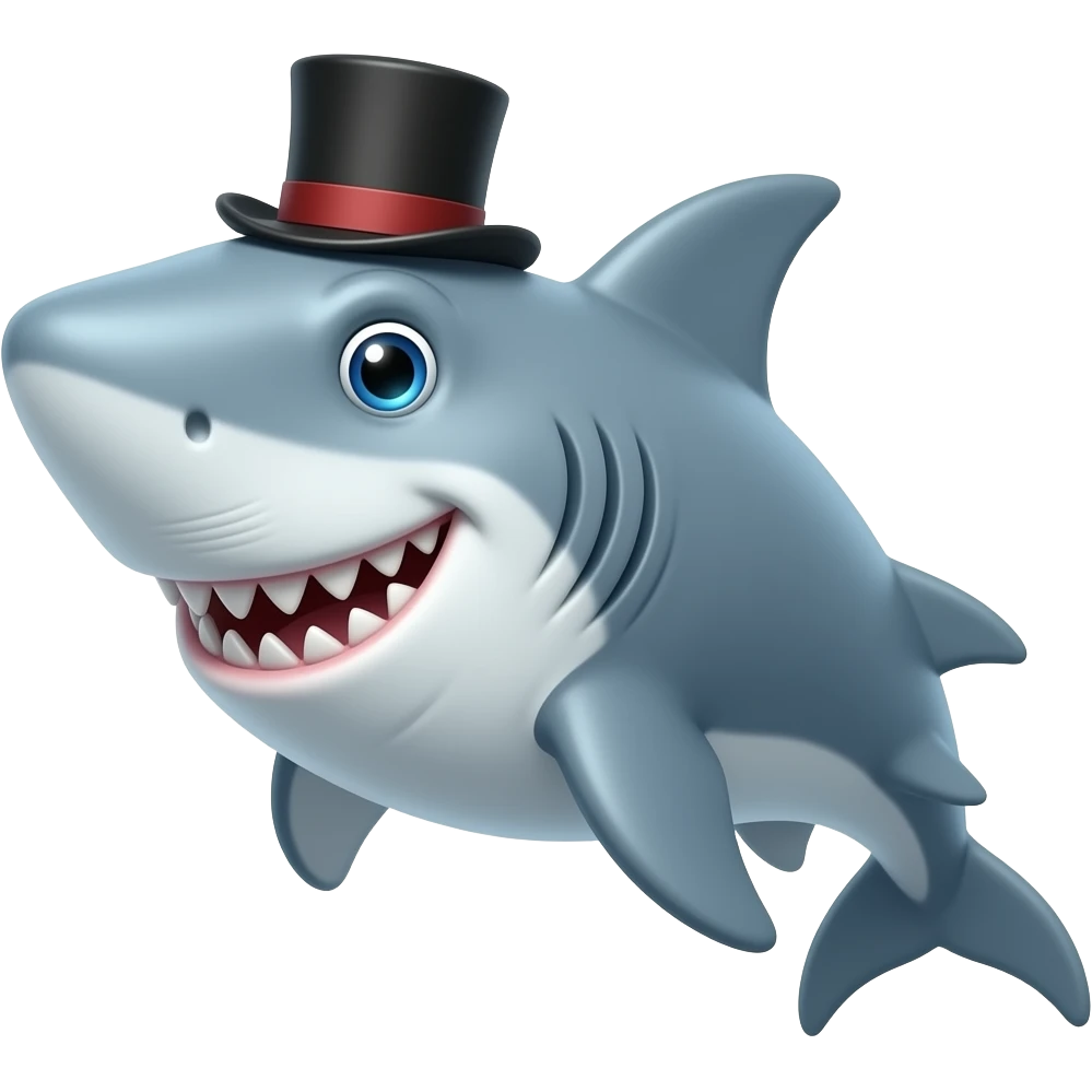 Shark with a top hat emoji