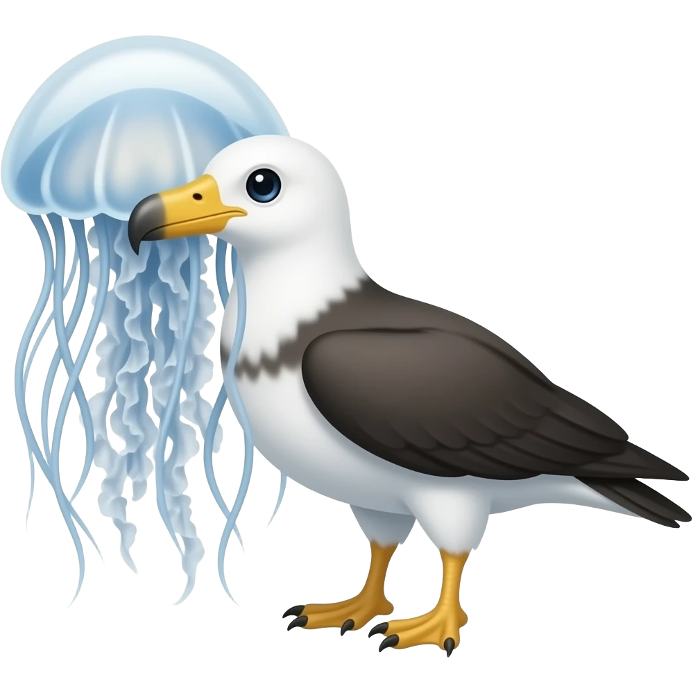 Half deap sea jellyfish half albatross emoji