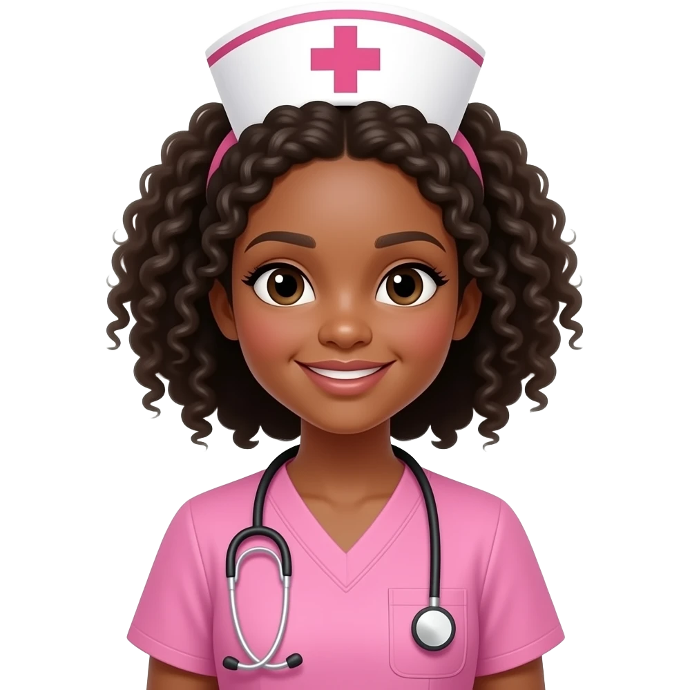 black girl nurse pink scrubs emoji