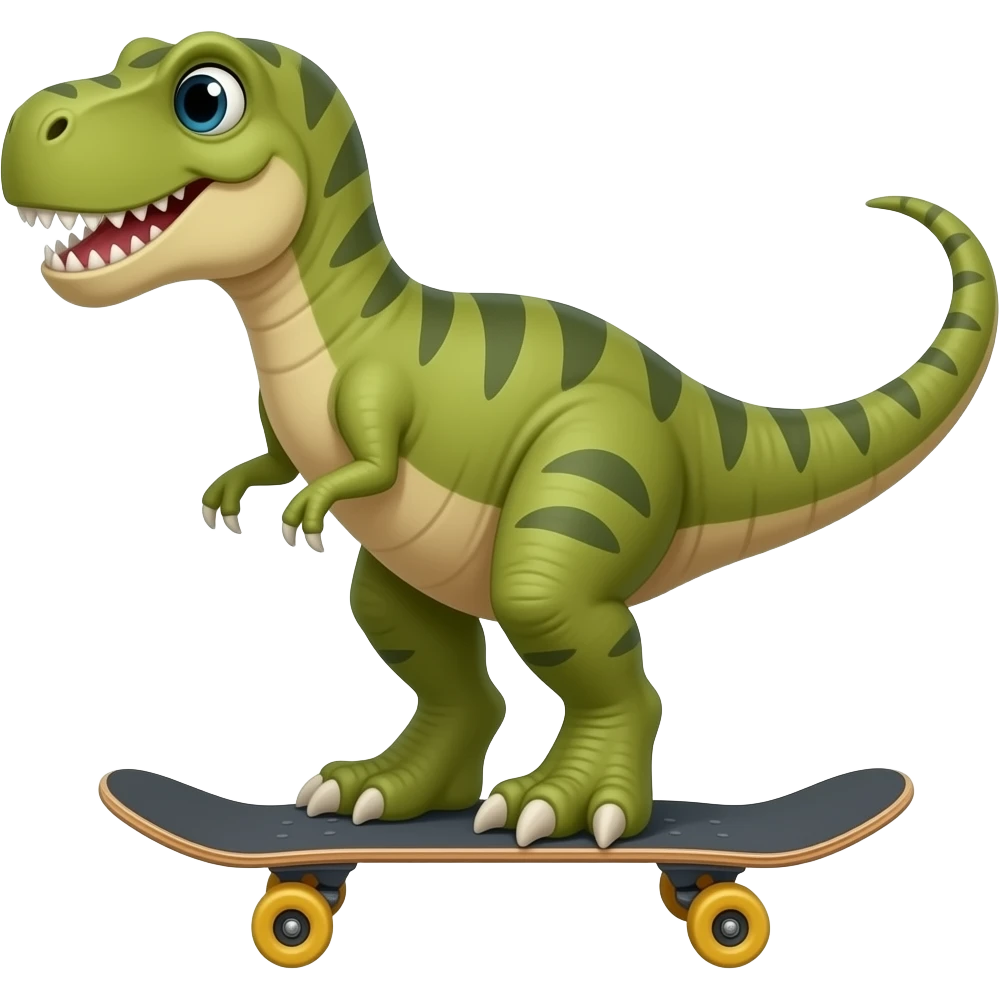 Dinosaur on a skateboard emoji