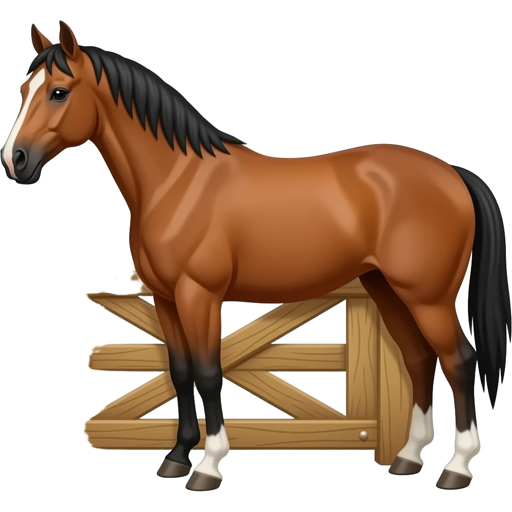 Horse standing at the paddock door emoji