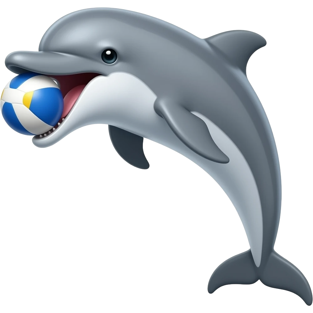 raging dolphin with ball in mounth emoji