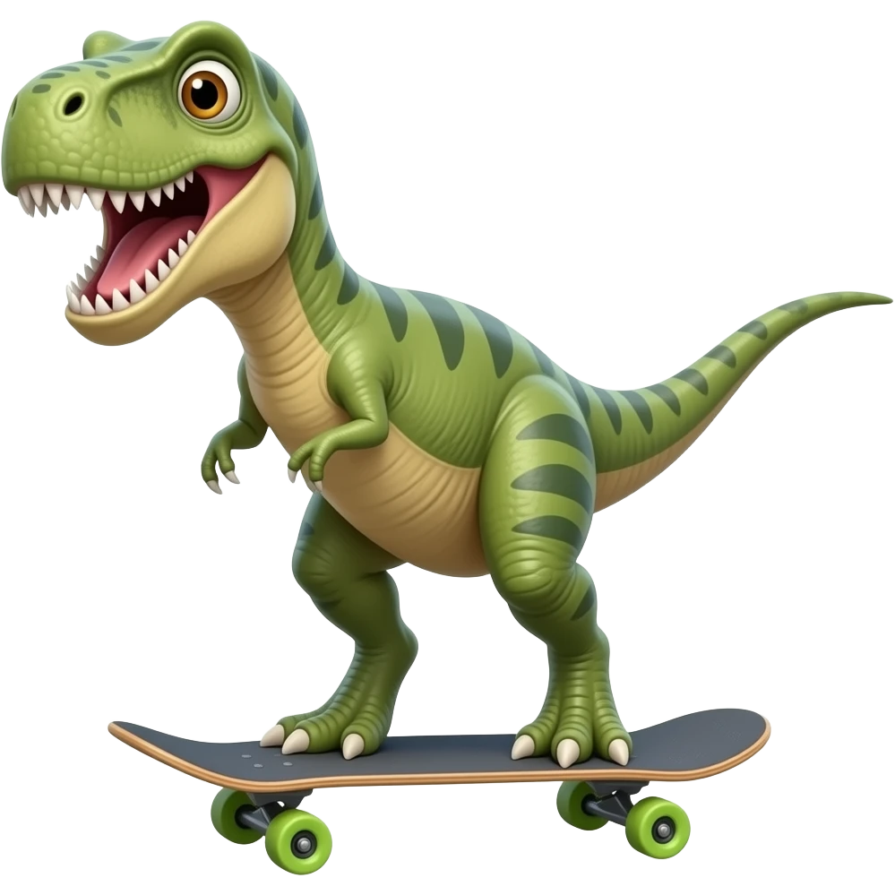 Dinosaur on a skateboard emoji