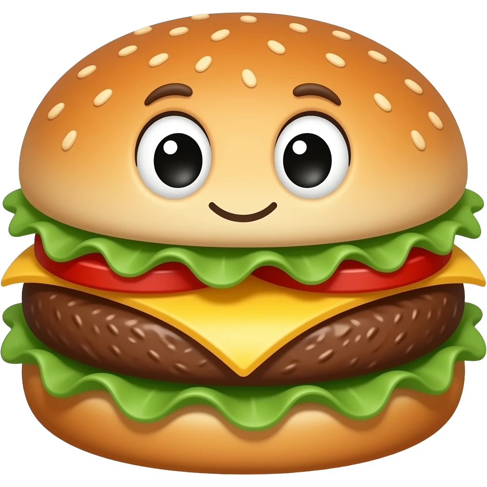 Funny hamburger emoji