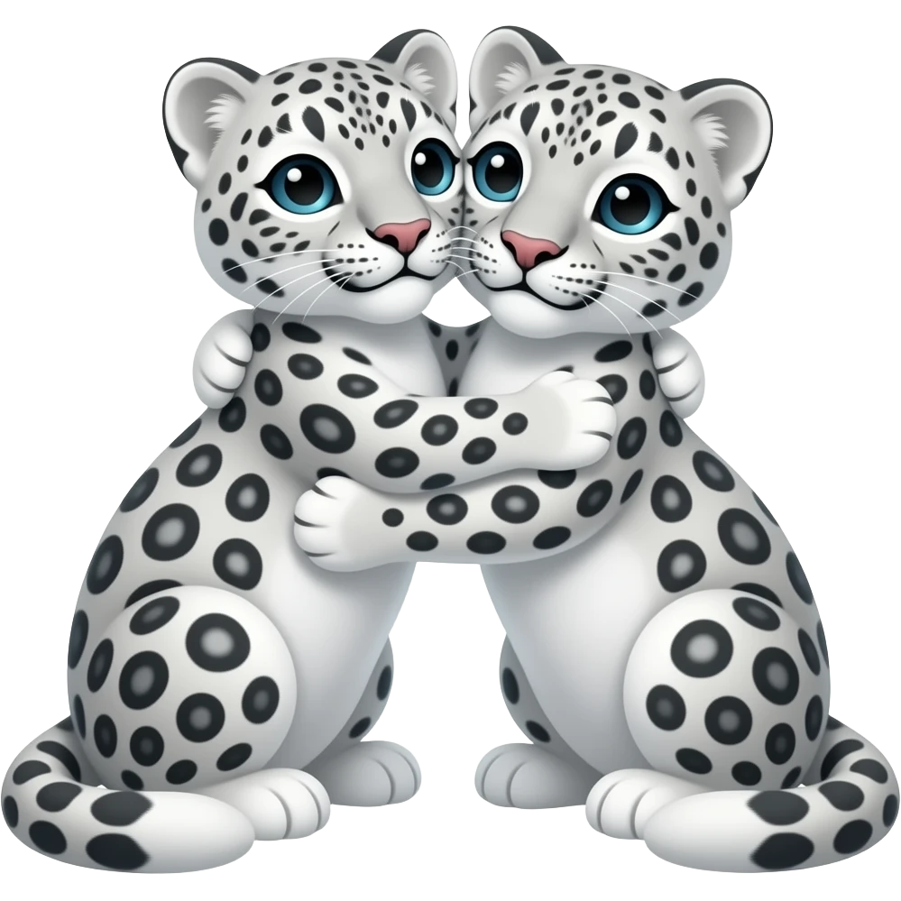 two snow leopards cuddeling emoji