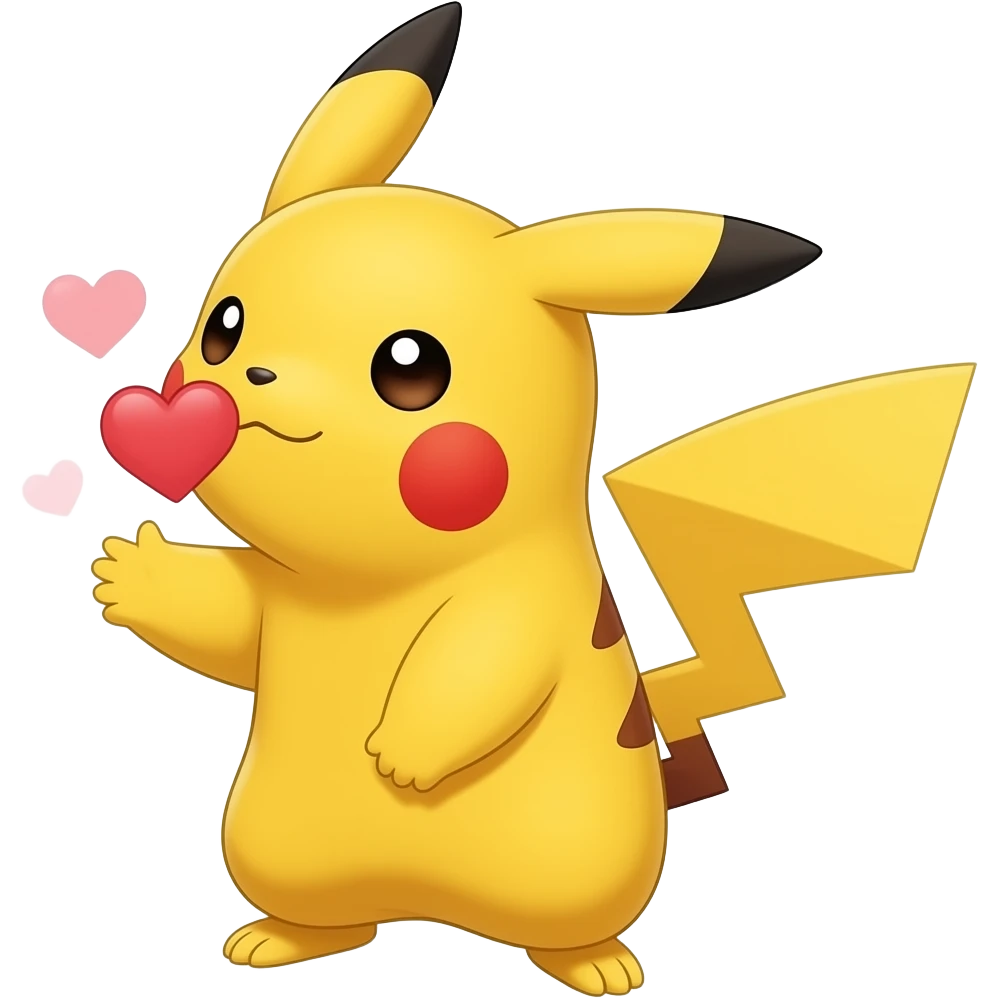 Pikachu sending kiss emoji