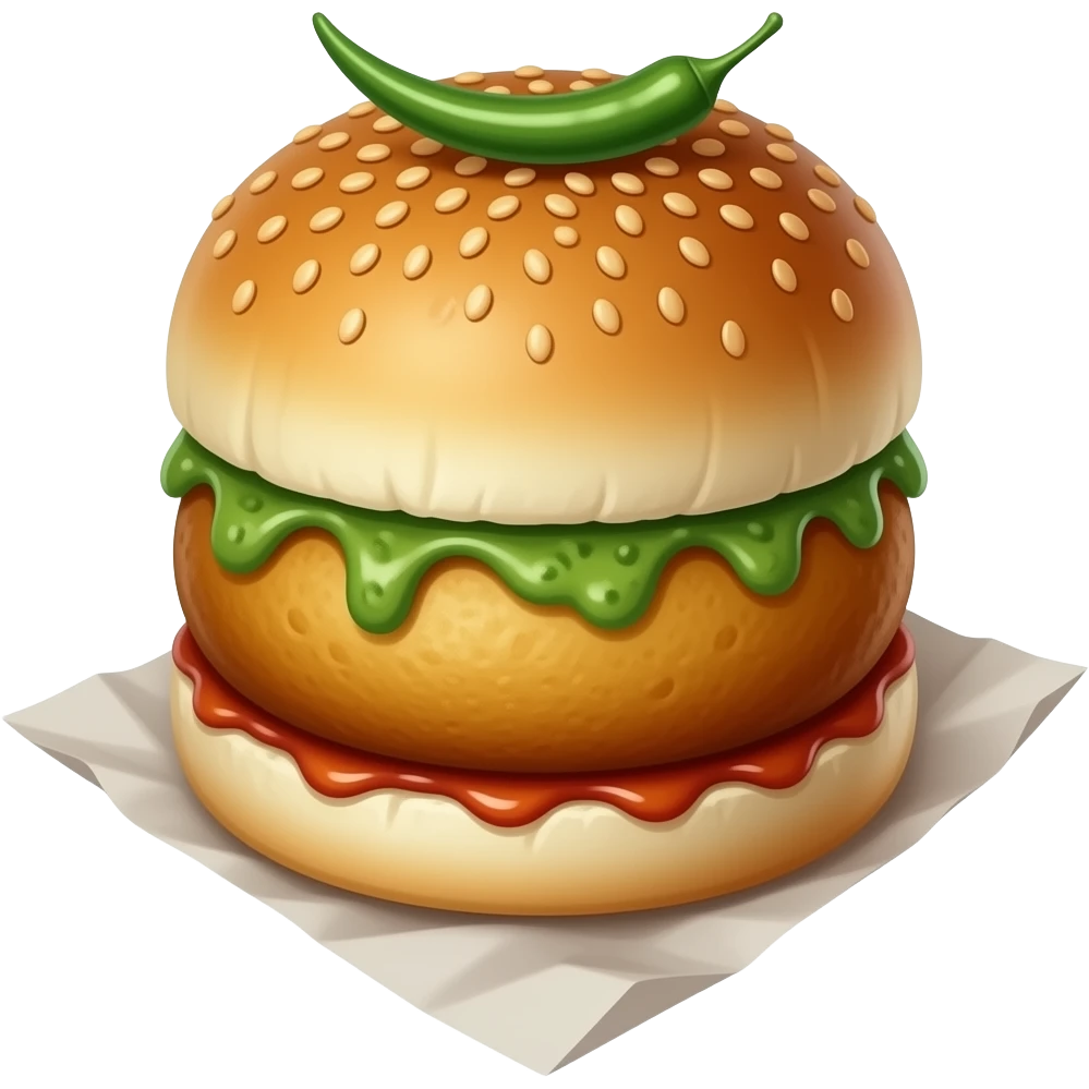 Vada pav with chilly emoji