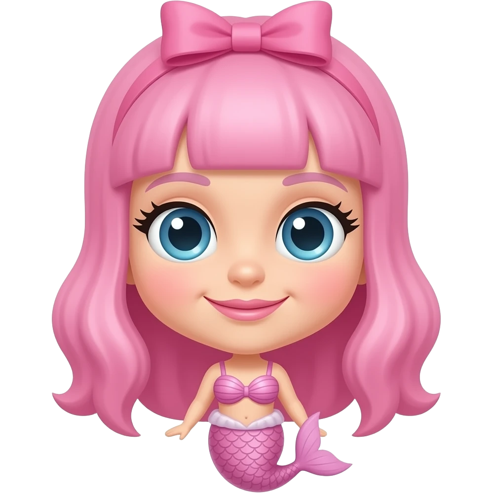 a pink mermaid with a bow on the head emoji