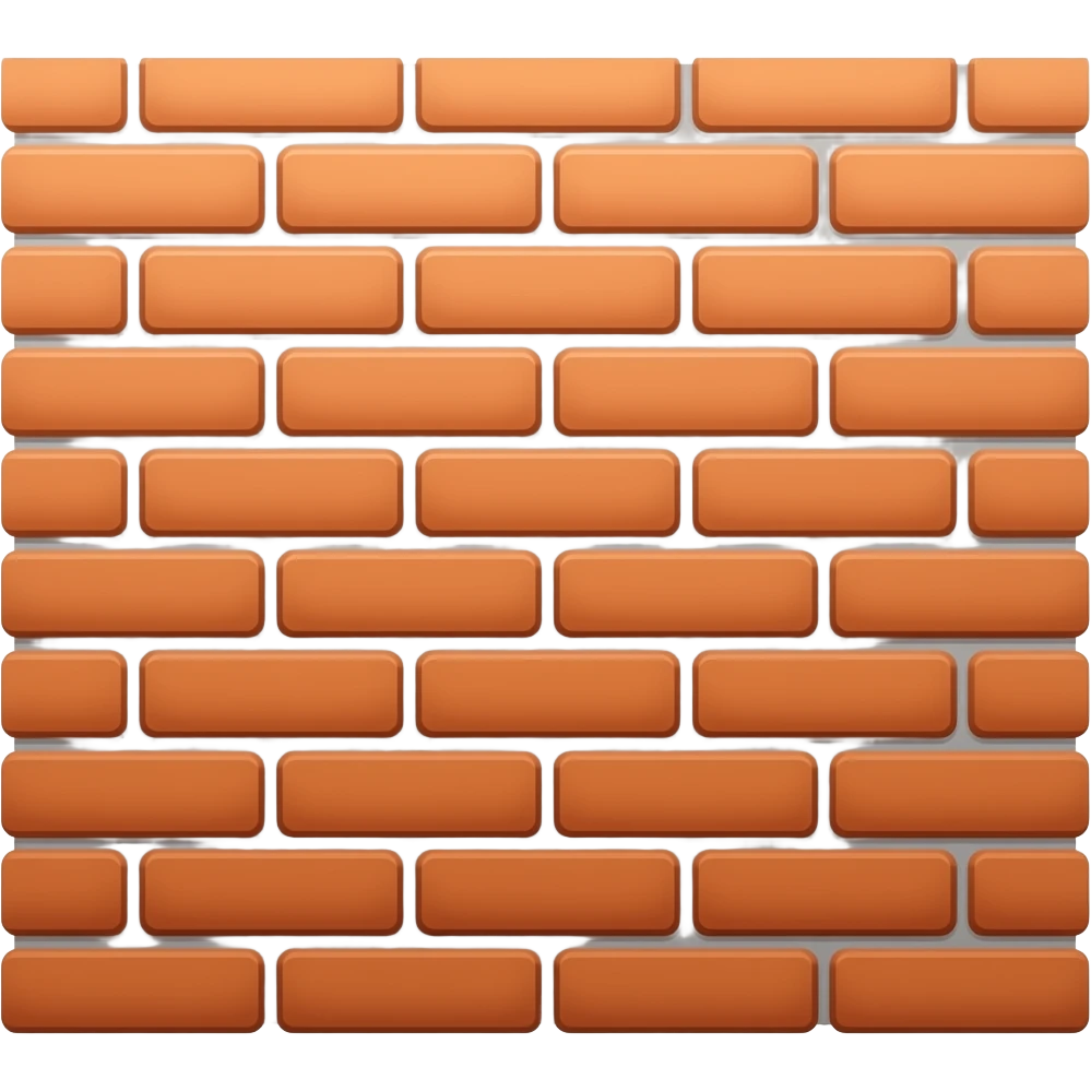 A cute Pixar-style 3D animated brick wall. White background, 8k resolution. emoji