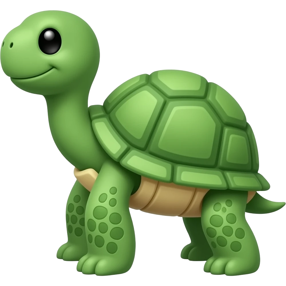 Ordinary simple fully green turtle but he is standing on 2 legs emoji