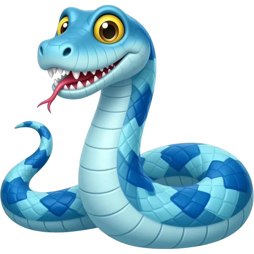Funny teeth snake blue emoji