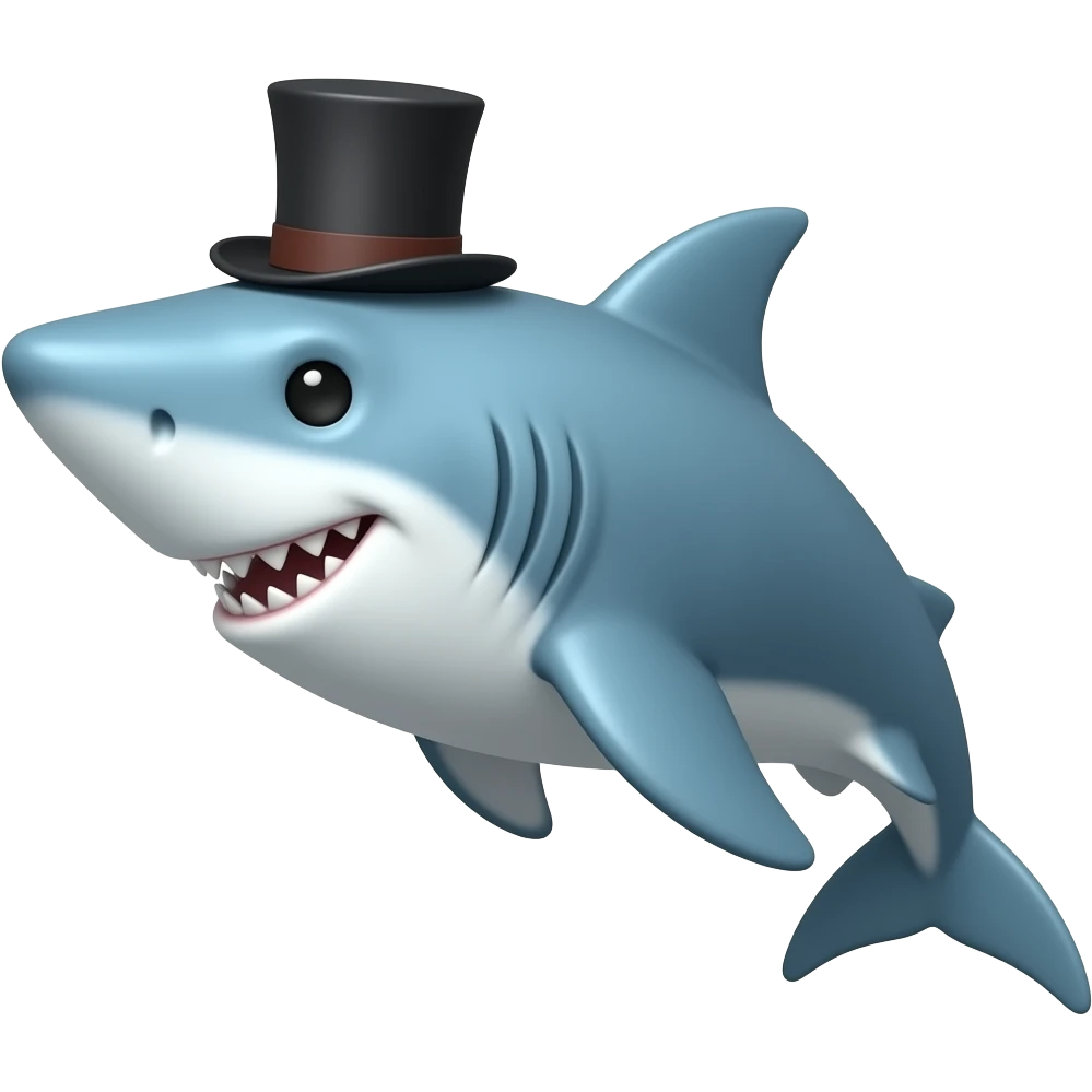 Shark with a top hat emoji