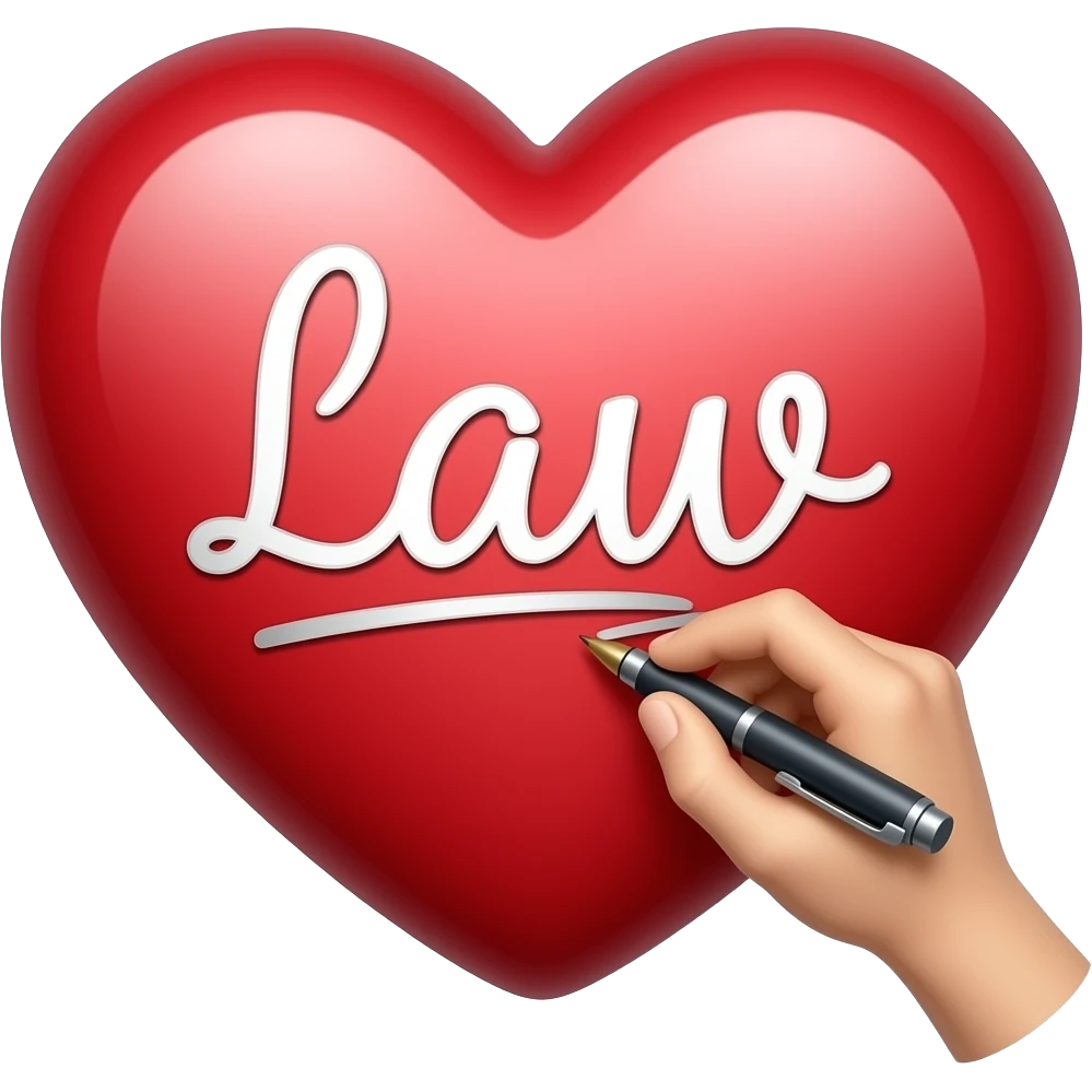 heart that is getting written onwith a pen, it says law emoji