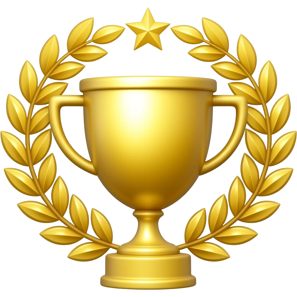 trophy with a laurel and a star on it emoji