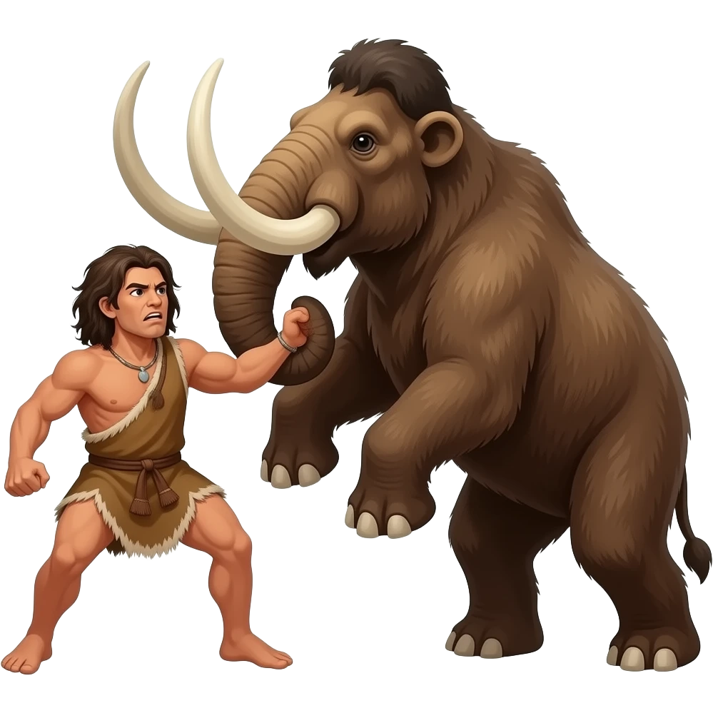 Neartanthal human vs mastodon battle emoji