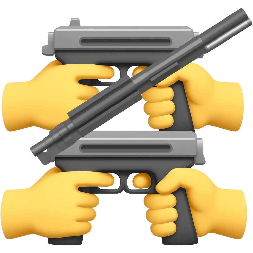 2 yellow hand holding a machine  gun emoji