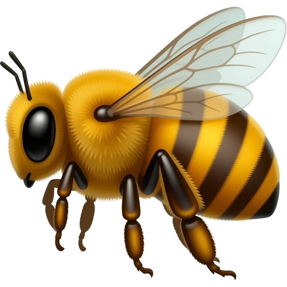 Create high-quality glossy emojis with a vibrant modern style.Make the emojis look premium, shiny, and eye-catching with bright highlights, smooth gradients, soft reflections, and glowing details. bee  emoji emoji