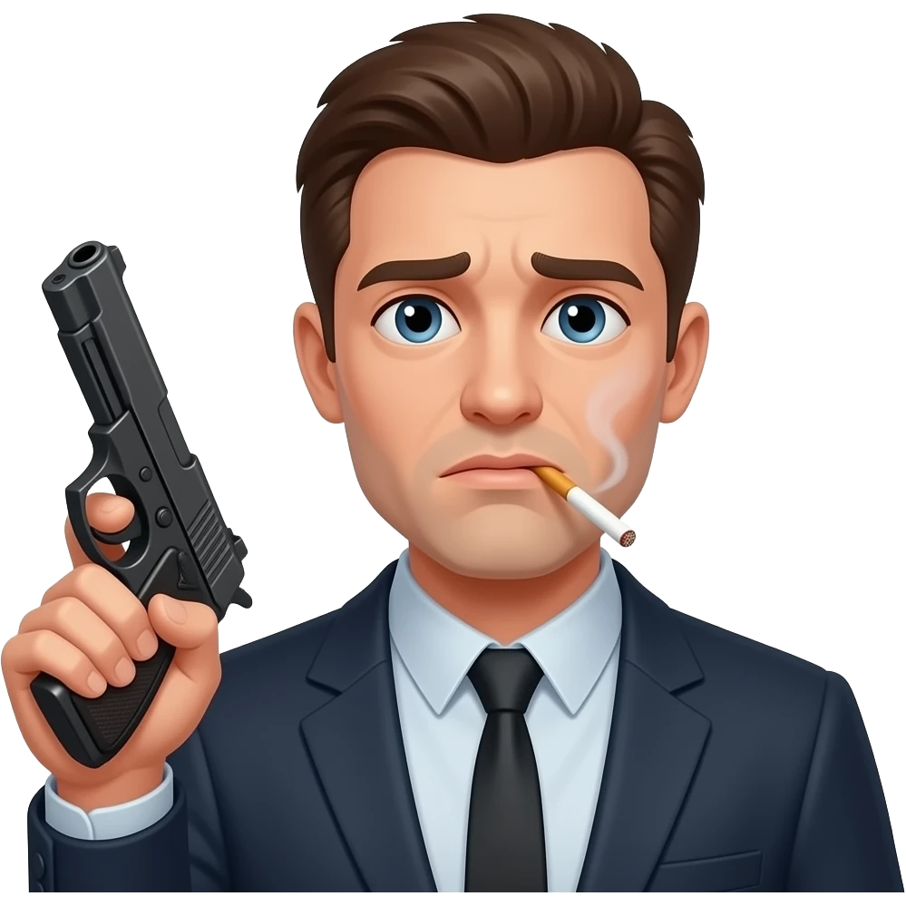 Dazed, smoking emoji with pistol emoji