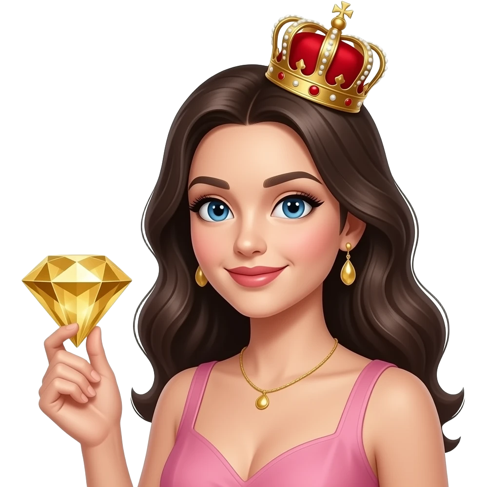 Бриллиант золотой с короной красной женская утонченнаяй emoji