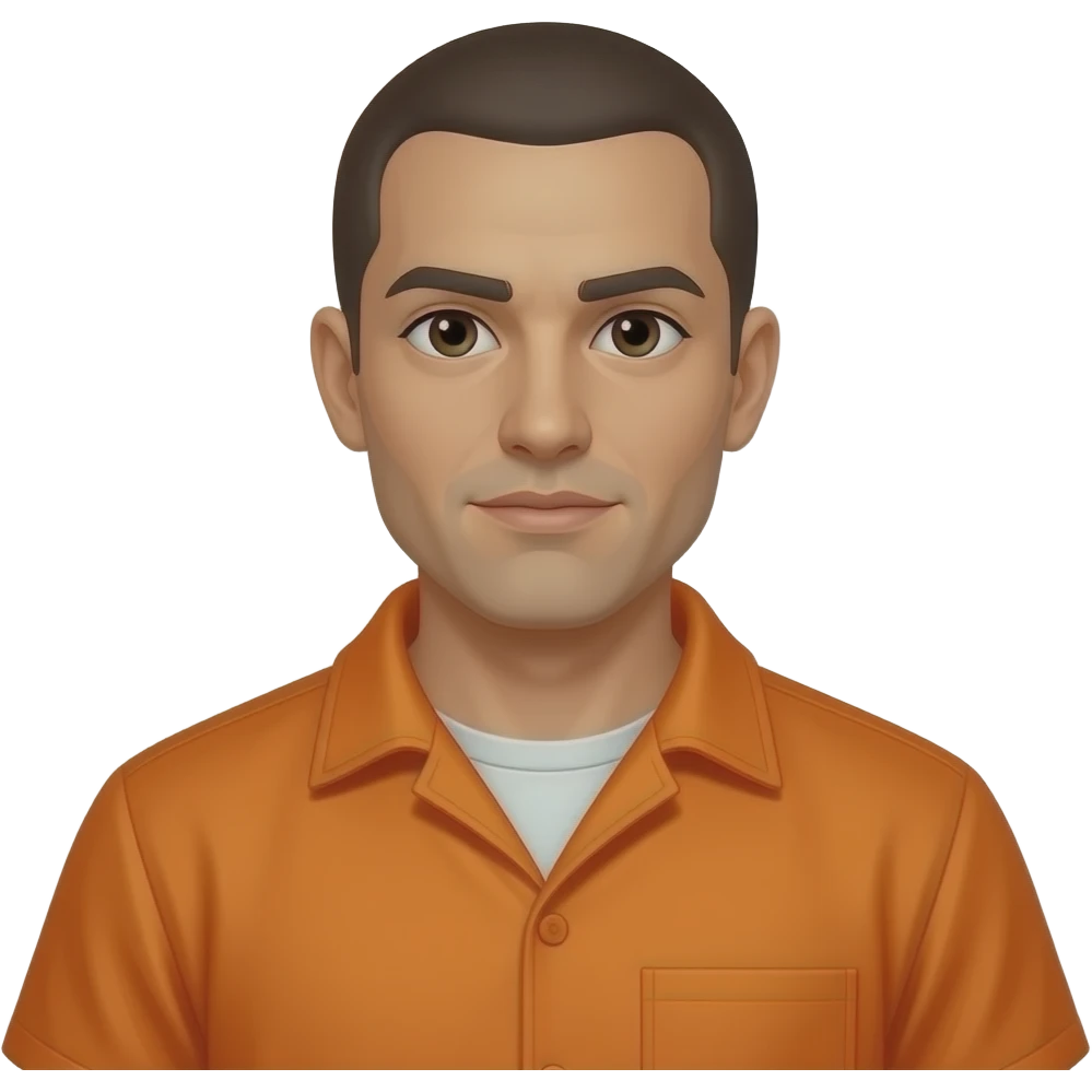 criminal con ropa de carcel naranja emoji