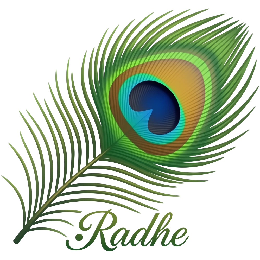 Peacock feather written Radhe on it emoji