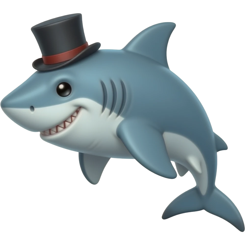 Shark with a top hat emoji