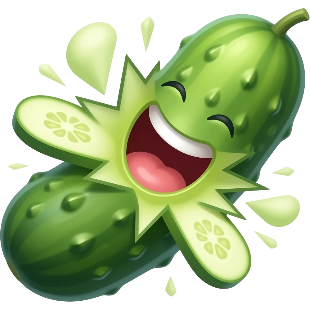 A cucumber exploding from laughter emoji