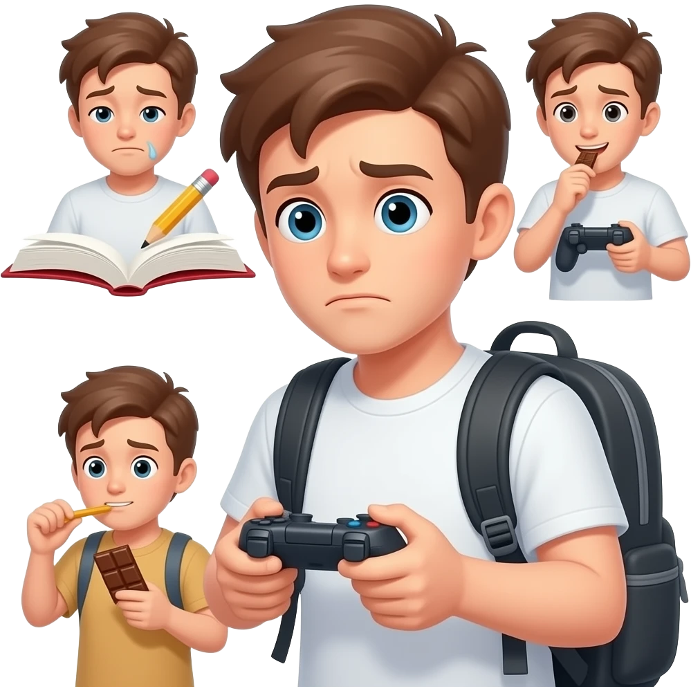 📖✏️😒🙄🎒🎮🍫😏🤦‍♂️� emoji
