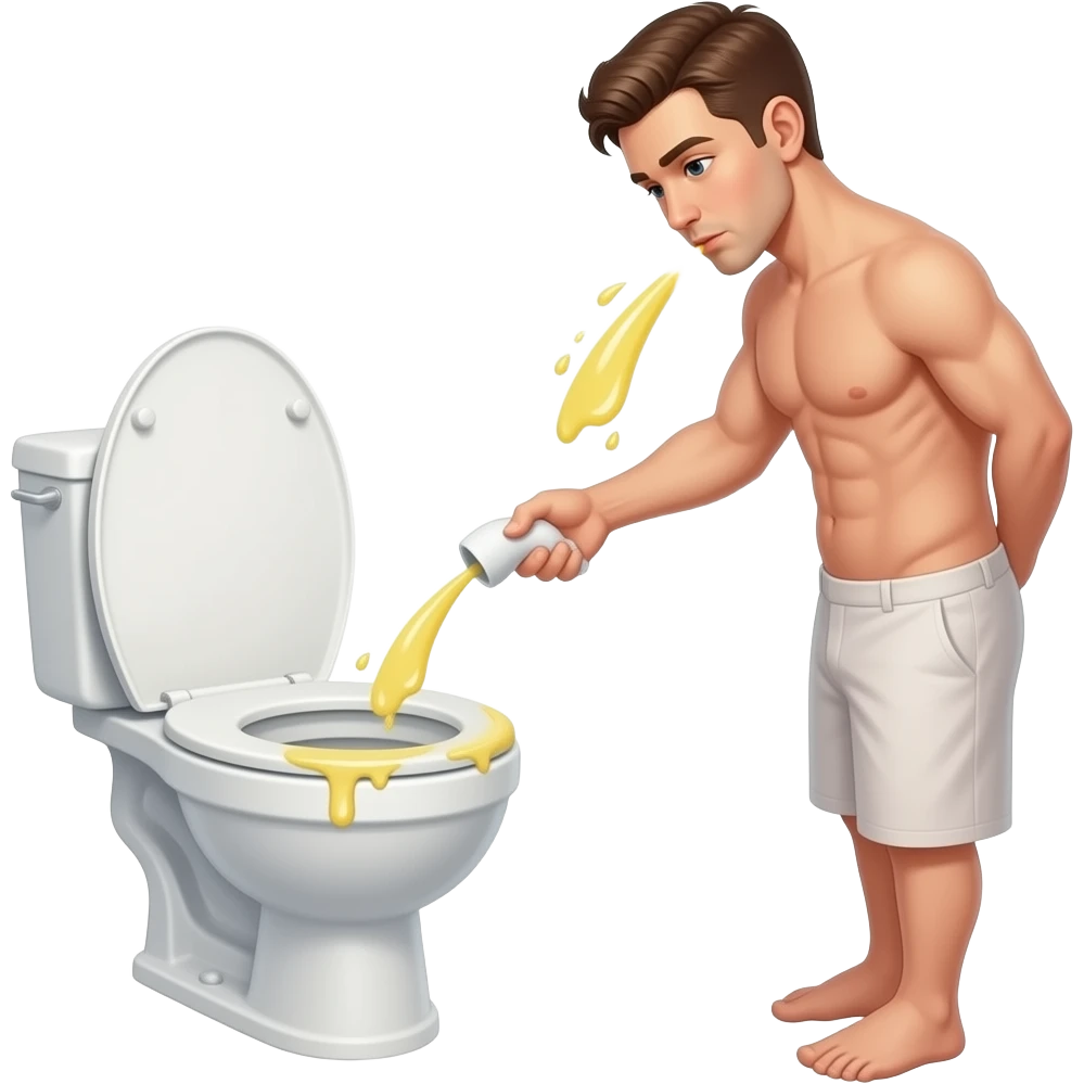 Dick pics nude men waist peeing fully nude yellow pee into tolet emoji