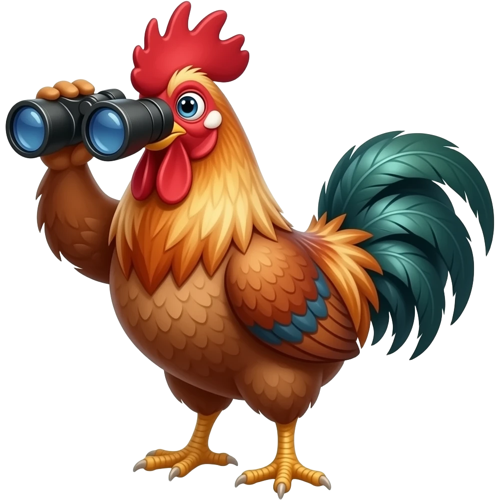 Rooster looking thru Benoculars emoji