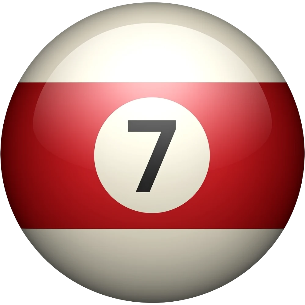 bola 7 toda vermelha com o 7 bonito emoji