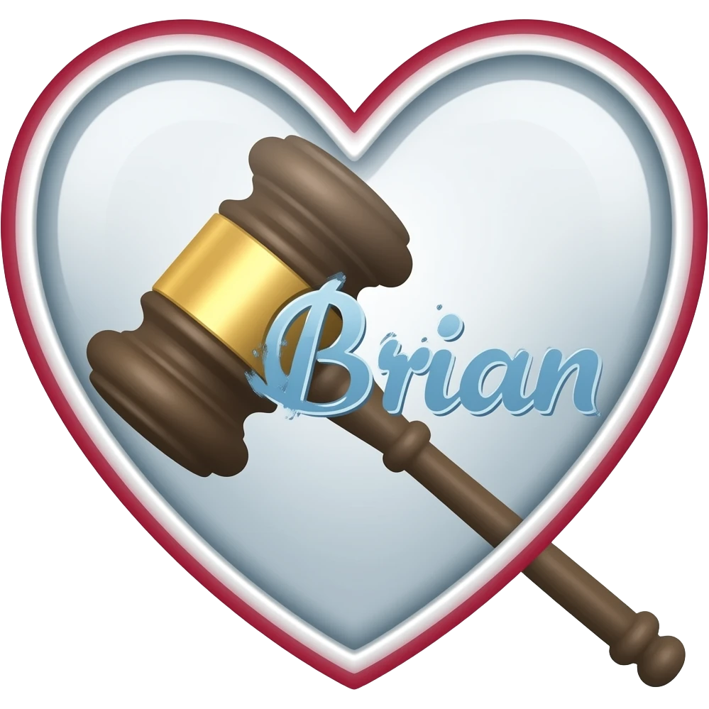make a heart shape with a judge hammer and Brian inside get rid of the guy outline the heart and add a brian emoji