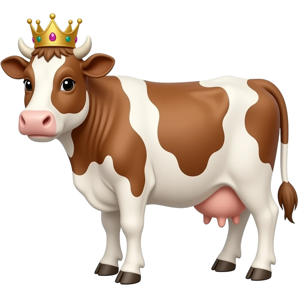 Vache marron et blanche  avec une couronne emoji