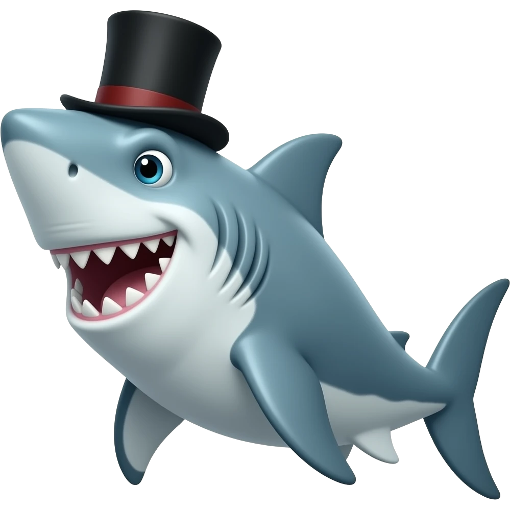 Shark with a top hat emoji