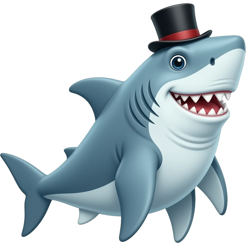 Shark with a top hat emoji