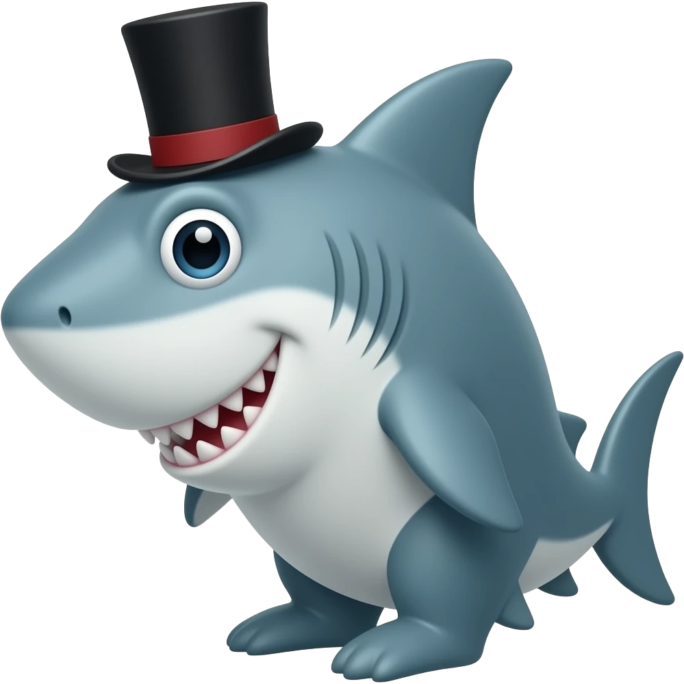 Shark with a top hat emoji