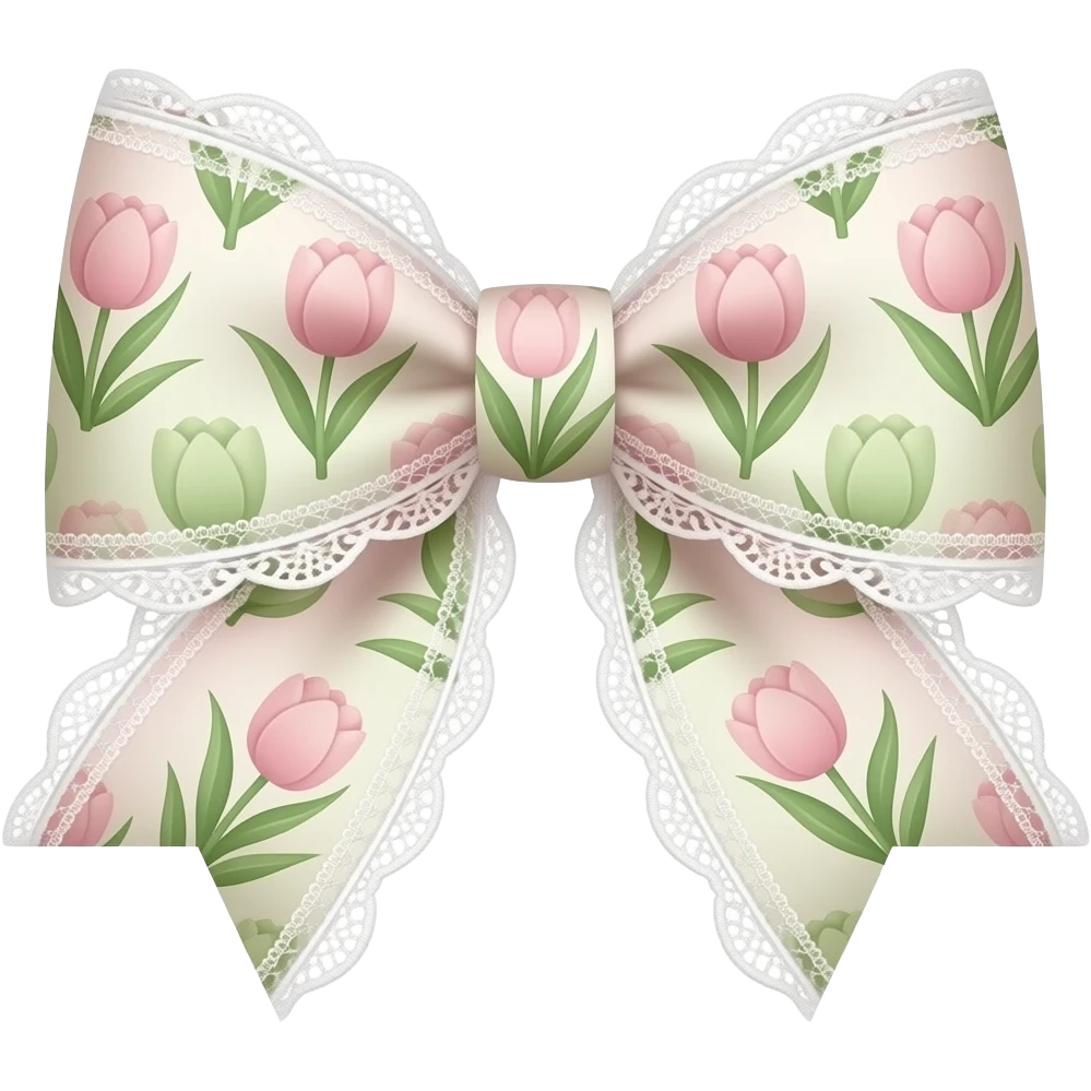 light pink ombre green pastel with  tulip rococo style pattern on bow lace coquette bow emoji