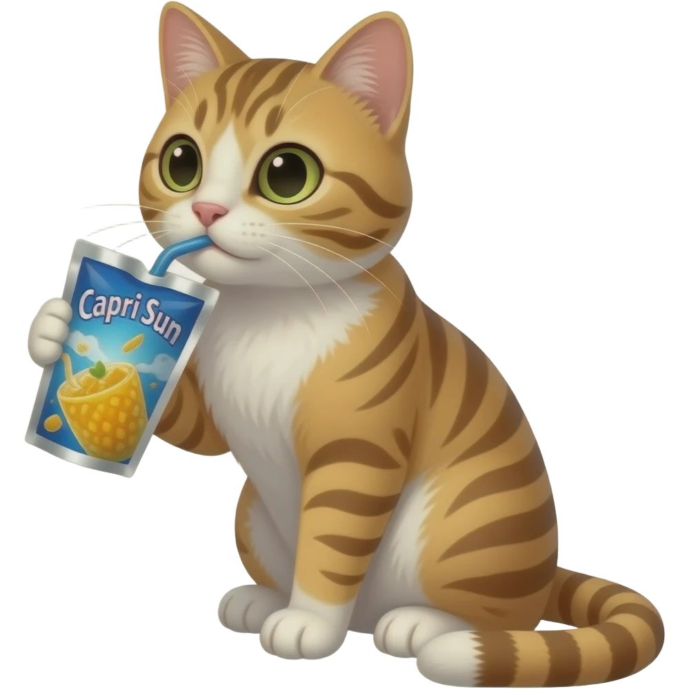 do one of a cat drinking a capri sun drink emoji