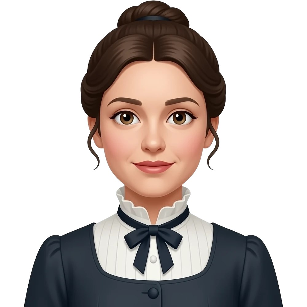 crée un portrait d'une femme brune morphologie moyenne cheveux attaché (âge environ 40 ans) (style année 1910) emoji
