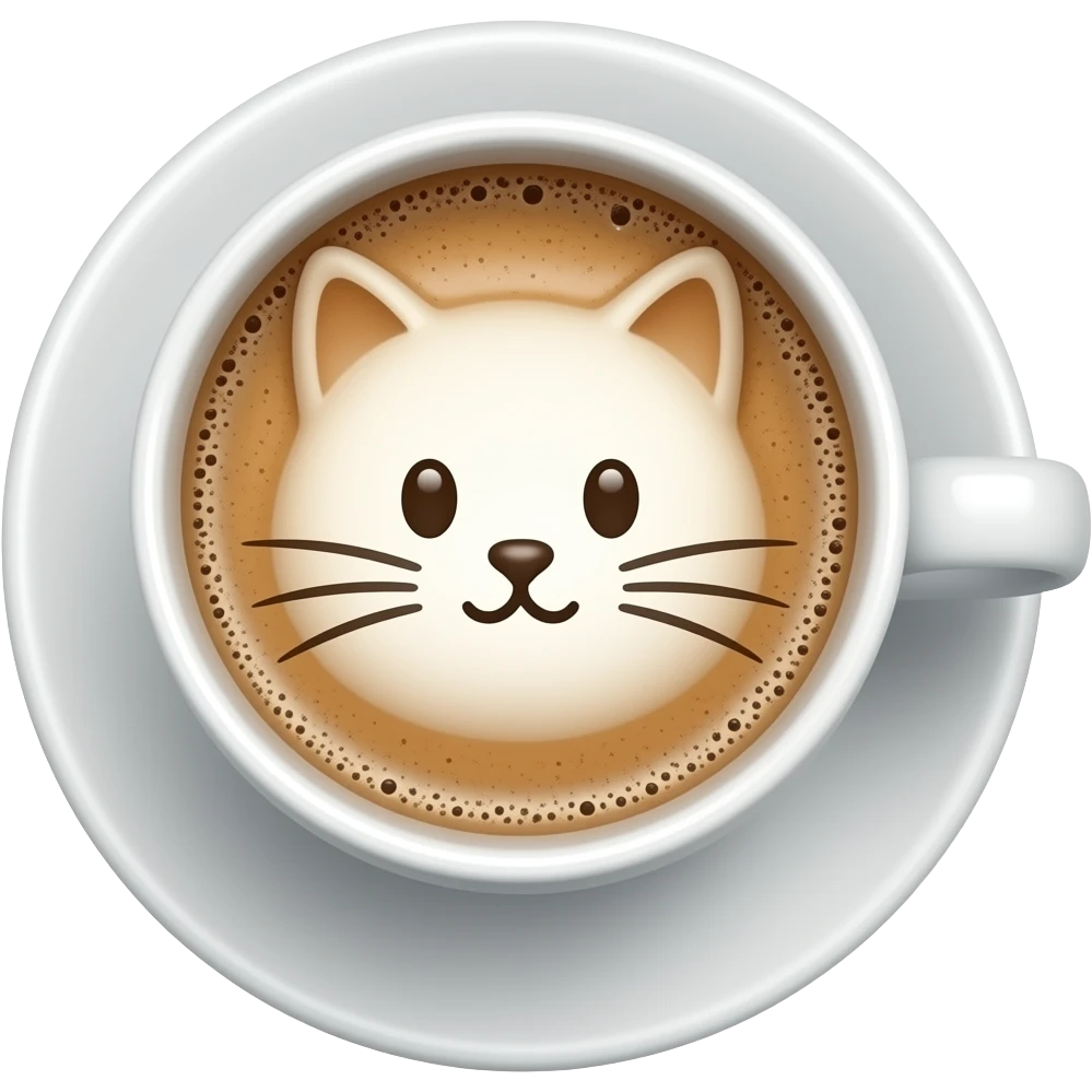 coffee cup with a cate face in the foam emoji