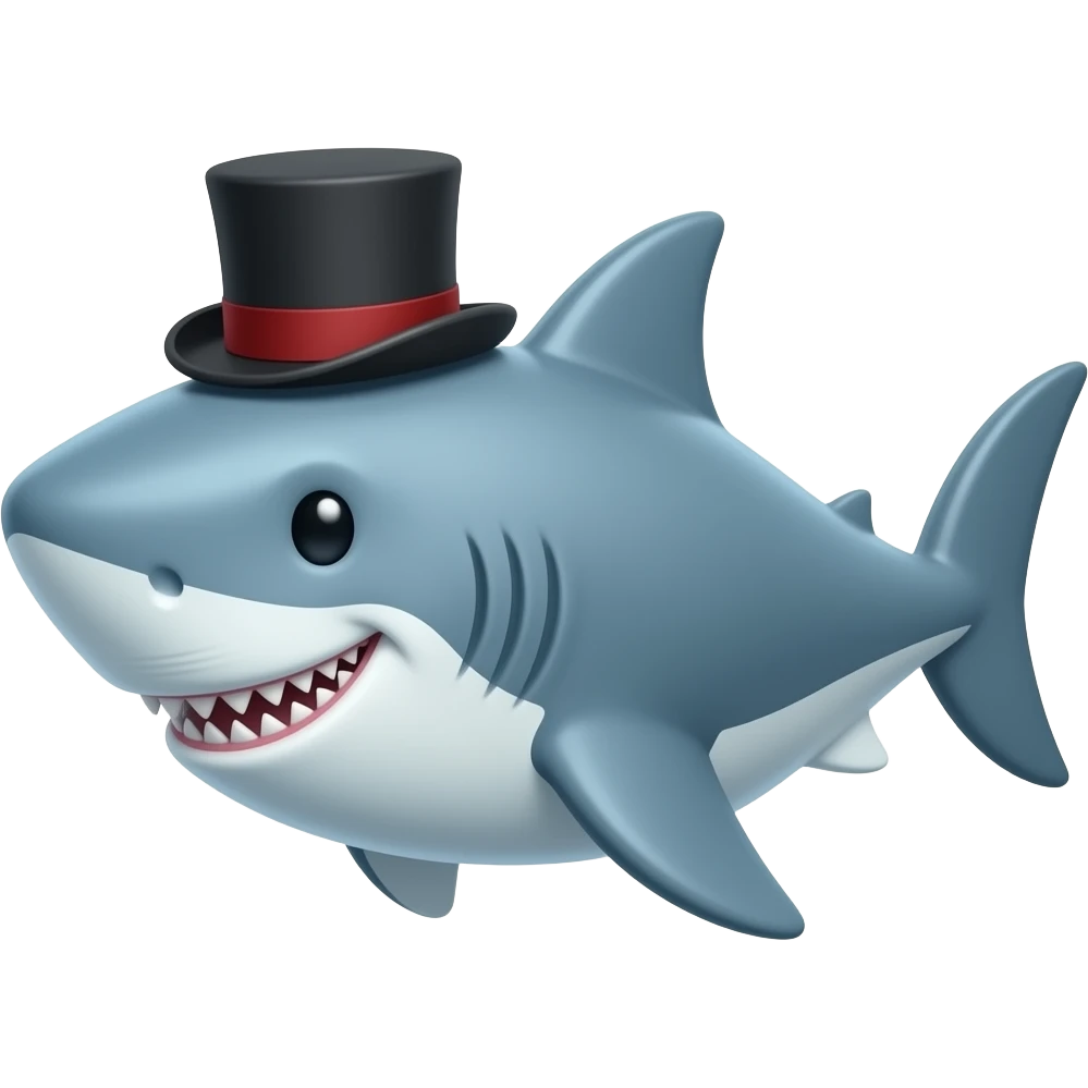 Shark with a top hat emoji