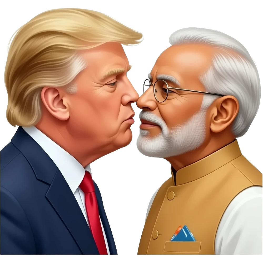 Narendra Modi kissing Donald Trump emoji