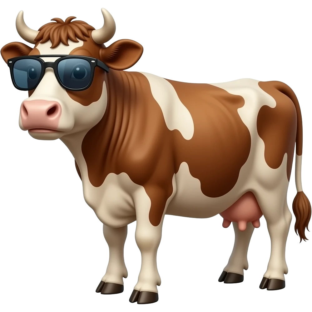 a cool brown cow wear super cool sunglasses emoji