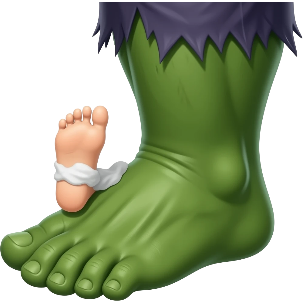 massaging a hulk foot emoji