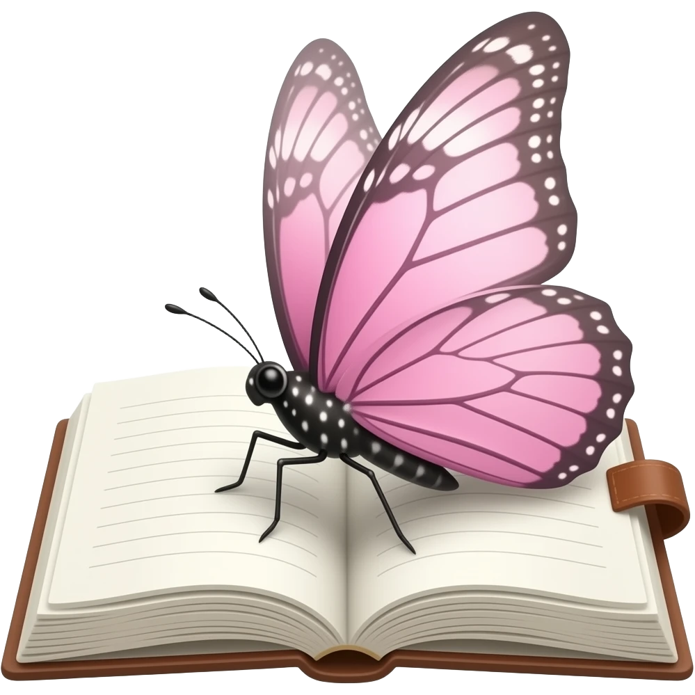 Pink planner butterfly emoji