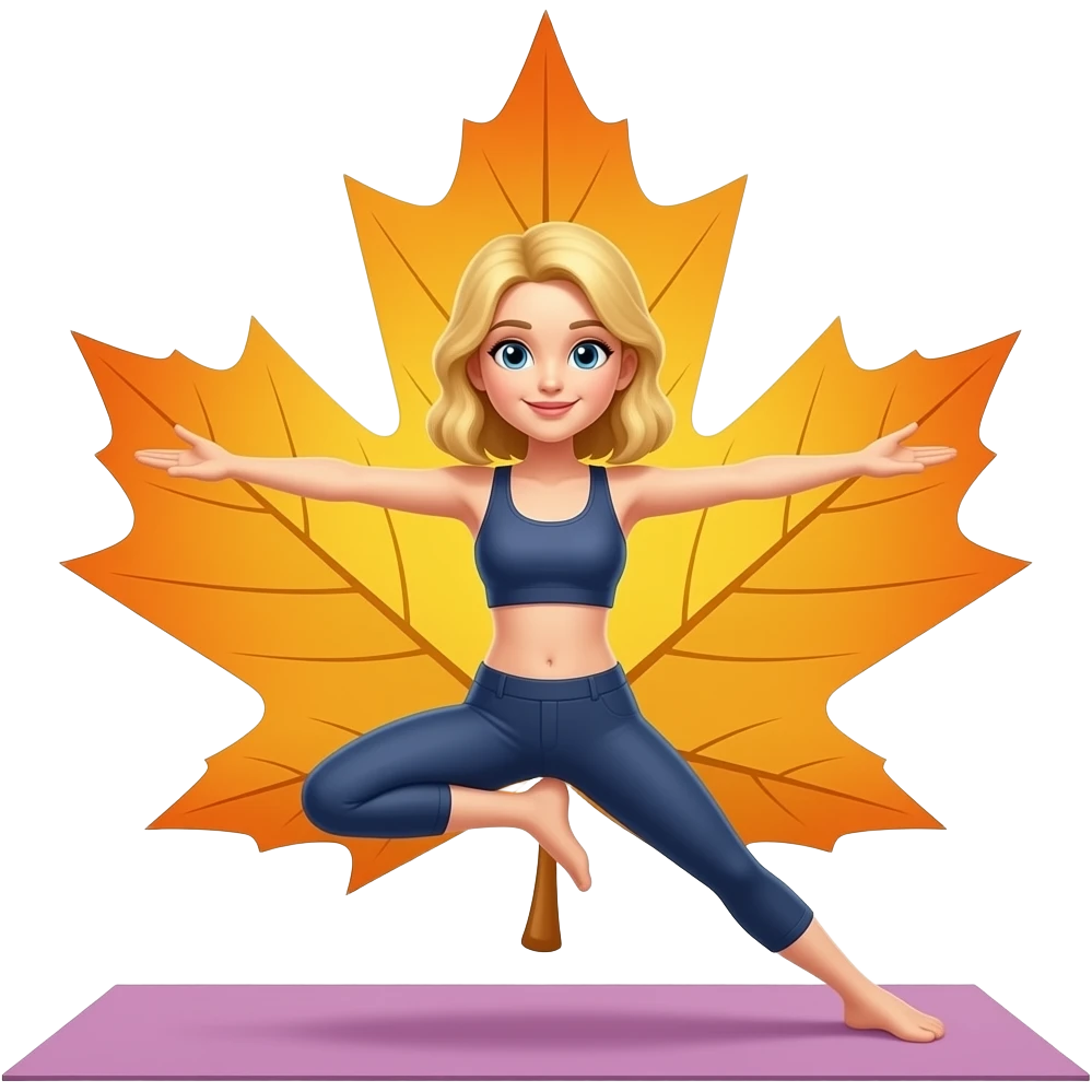 👱🏻‍♀️ 🧘🏼‍♀️🌞🍁 emoji
