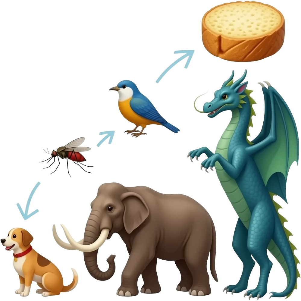 Food chain 🪰🦟🐦🐕🦣🐉 emoji